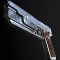 Vintage Pistol Weapon With Silver Metal Body And Brown Wooden Grip