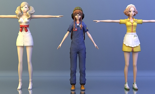 Modern Game Character Tooling Girl 3d model