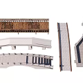 Different Garden Landscape Bridge Designs with Arched Straight and Stone Structures 3d model