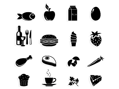 Stylish Food Themed Wall Decor Featuring Fish Apple Milk Egg And More For Kitchen 3d model