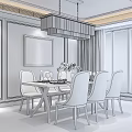 Elegant Dining Table Set Interior With Beige Chairs Crystal Chandelier And Window 3d model