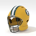 Yellow Football Helmet with Green and White Stripes and F Logo on Front