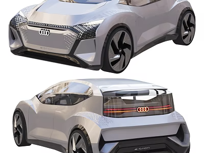 Audi Futuristic Concept Car With Sleek Front Grille And Rear Taillights Design 3d model