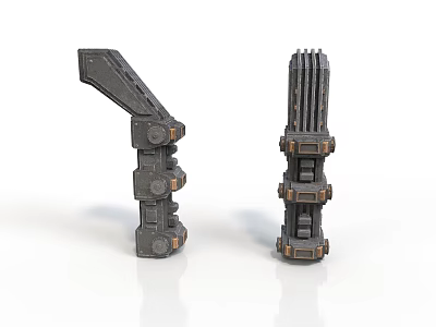 Industrial Mechanical Parts With Angular And Vertical Bolted Metallic Structures 3d model