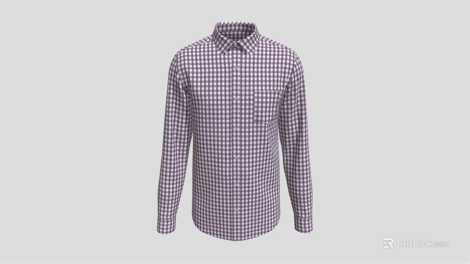 Classic Long Sleeve Plaid Check Shirt With Chest Pocket And Stylish Design 3d model 