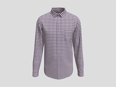 Classic Long Sleeve Plaid Check Shirt With Chest Pocket And Stylish Design 3d model