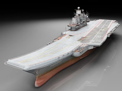 Modern Aircraft Carrier With Flight Deck And Naval Military Structure 3d model