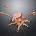 Grayish Brown Sci Fi Fantasy Game Movie Character With Multiple Tentacles And Orange Glowing Tips
