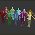 Group of Men 3D Character Models With Various Casual Outfits And Standing Poses