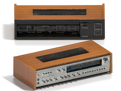 Vintage Household Electrical Appliances With Wooden Case Front Panel Knobs Buttons And 3d model