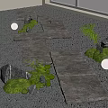 Rustic Stone Wood Pathway Featuring Slabs Gravel Moss And Small Plants