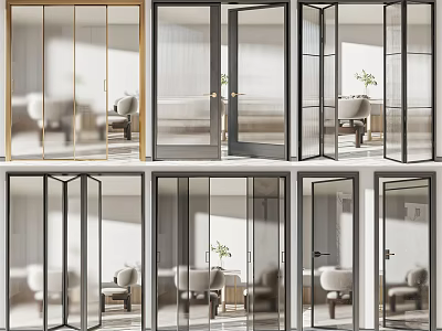 Different Types of Glass Doors With Frames For Interior Room Decoration 3d model