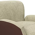 Modern Beige Lounge Chair With Brown Contrast Armrests And Black Legs