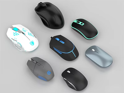 Various Computer Mice With Different Colors And Designs For Office And Gaming 3d model