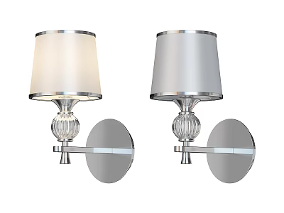Modern Pair of Wall Sconces with Fabric Lampshades and Crystal Accents 3d model