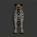 Realistic 3D Jaguar Model With Orange Black Spotted Fur Standing On Dark Reflective Surface
