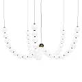 Contemporary White Beaded Chandelier With Hanging Gold Accent Sphere Design