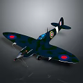 Vintage Military Fighter Aircraft Model With Camouflage Paint And Red Circle Markings