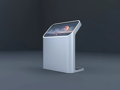 White Floor Standing Computer Kiosk With Tilted Interactive Digital Screen 3d model
