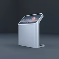 White Floor Standing Computer Kiosk With Tilted Interactive Digital Screen