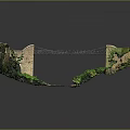 Miniature Bridge Model Showcasing Stone Arch Metal Frame Green Plants And Small Stream
