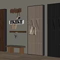 Modern Entryway Wall Hooks With Wooden Panels Hanging Bags And Bench Decor