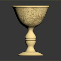 Golden Decorative Cup With Intricate Engraved Patterns And Elegant Base Design 3d model