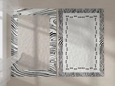 Square Carpet With Zebra Stripe Pattern Black And White Modern Living Room Decorative Rug 3d model