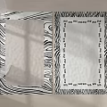 Square Carpet With Zebra Stripe Pattern Black And White Modern Living Room Decorative Rug