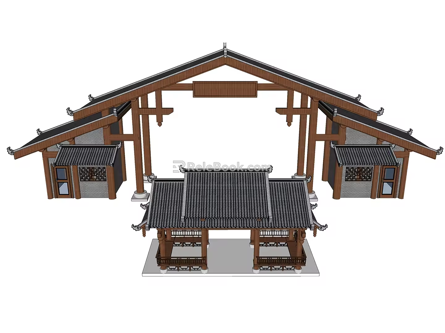 Chinese Style Pavilion Roll Shed Xieshan Lingnan Ancient Architecture Landscape Pavilion 3d model