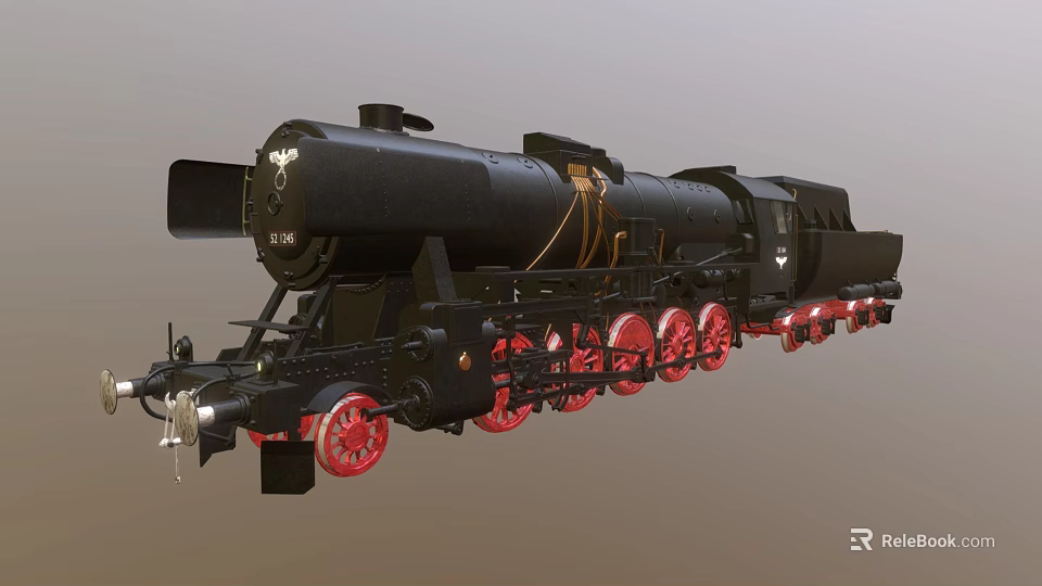 Vintage Steam Train With Black Body Red Wheels And Classic Design 3d model 