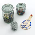 Ornament Decoration Set With Multiple Glass Jars And Colorful Small Accessories For Home Decor