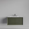 Modern Green Vanity with Marble Countertop White Sink and Black Faucet