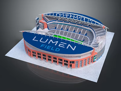 Detailed Lumen Field Stadium Model With Seating Sections And Blue Exterior 3d model