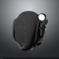 Gray Worn Texture Helmet With Blue Glowing Light And Connecting Tubes