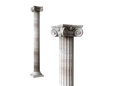 Classical Style Stone Columns With Carved Capitals And Textured Bases 3d model