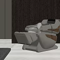 Luxury Modern Massage Chair With Control Panel And Ergonomic Design Against Dark Wooden Wall