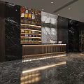 Elegant Modern Restaurant Interior With Arched Windows Striped Lighting And Bar Counter