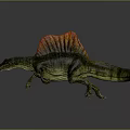 Detailed Spinosaurus Dinosaur 3D Model With Red Orange Sail Green Body