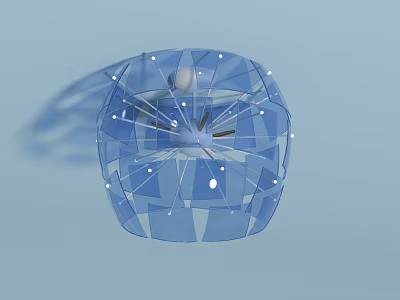 Modern Blue Geometric Chandelier With Transparent Shade And LED Light Points 3d model