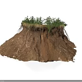 Modern Landscape Mound Featuring Green Plants Exposed Roots and Brown Soil