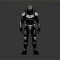 Futuristic Sci Fi Combat Armor 3D Model With Metallic Plates And Helmet