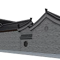 Traditional Ancient Architecture Courtyard Design With Grey Tiles And Illuminated Trees