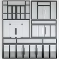 Modern Kitchen Cabinet Door Designs With Glass Panels And Black Frame Details