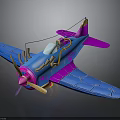 Cartoon Style Cosmic Airplane Model With Blue Pink Propeller And Cockpit
