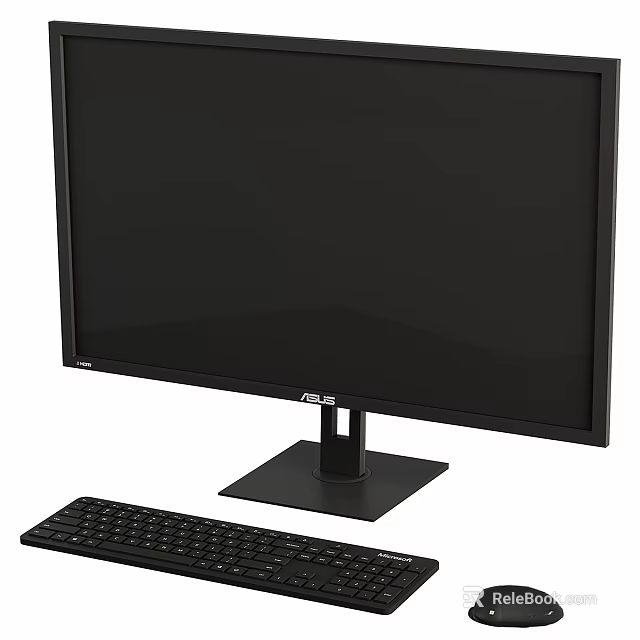 Modern Computer Monitor And Keyboard Desktop Setup With Sleek High Definition Design 3d model 
