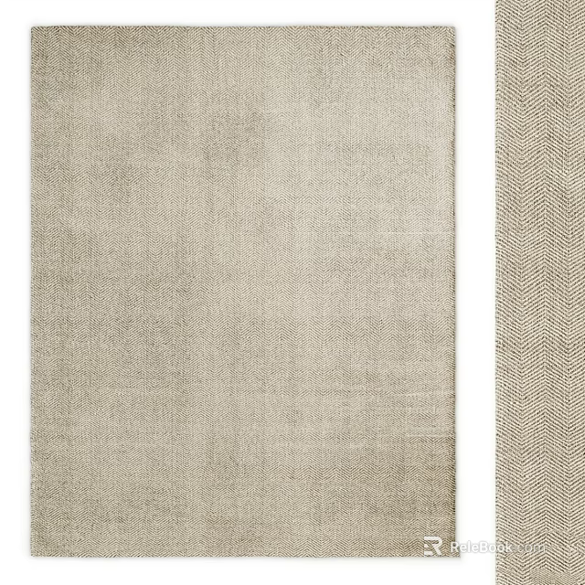 Neutral Beige Square Rug With Woven Textured Surface For Modern Living Room 3d model 