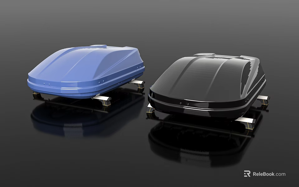 Blue And Black Car Roof Boxes With Sleek Modern Design And Sturdy Mounts 3d model 