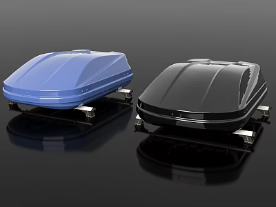 Blue And Black Car Roof Boxes With Sleek Modern Design And Sturdy Mounts 3d model