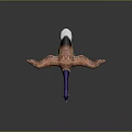 Realistic 3D Duck Model With Spread Brown Wings Blue Neck And Blue Feet